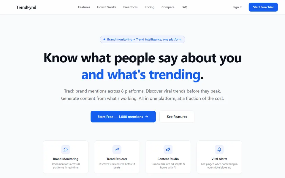 TrendFynd homepage (screenshot)