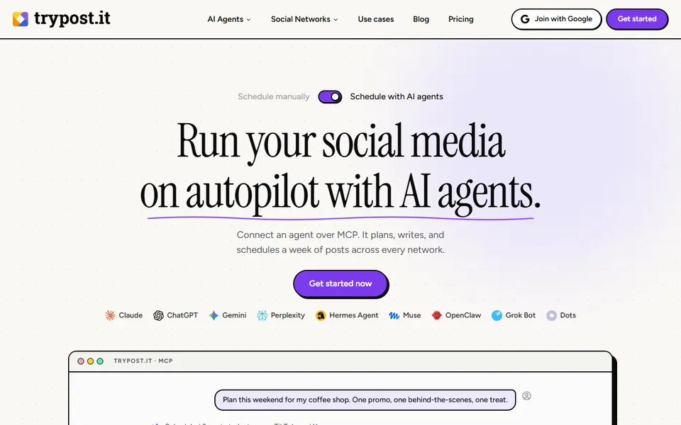 TryPost.it homepage (screenshot)