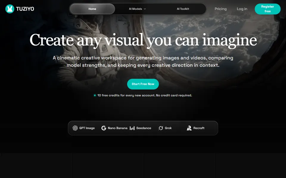 Tuziyo homepage (screenshot)
