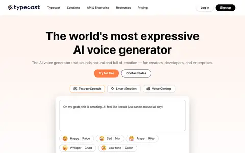 Typecast homepage (screenshot)