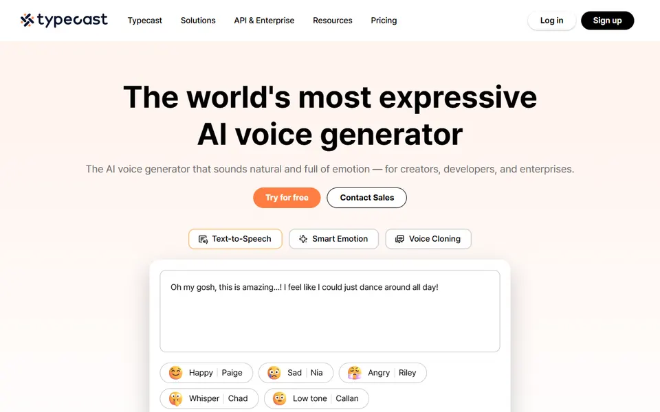 Typecast homepage (screenshot)