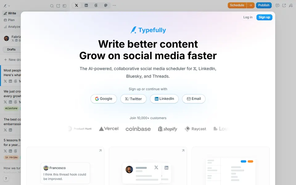Typefully homepage (screenshot)