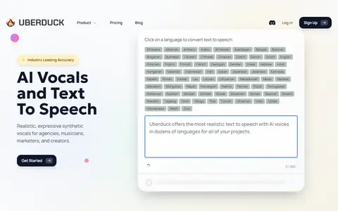 Uberduck homepage (screenshot)