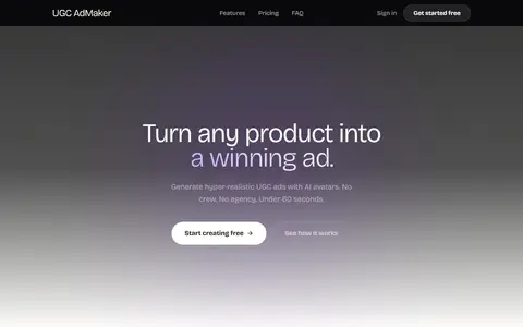 UGC AdMaker homepage (screenshot)