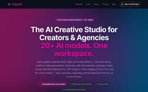 VapuAI homepage (screenshot)
