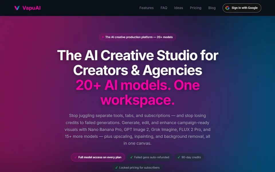 VapuAI homepage (screenshot)