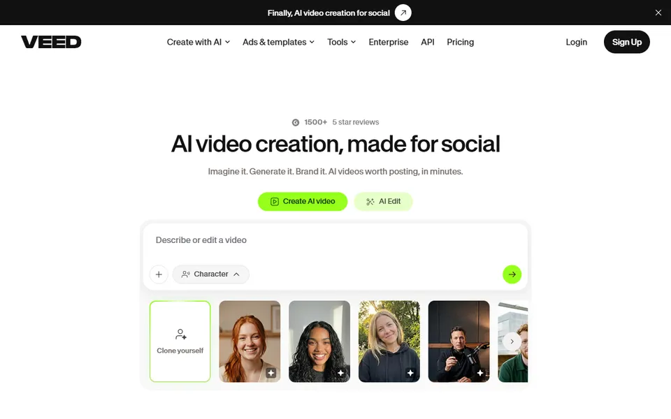 VEED homepage (screenshot)