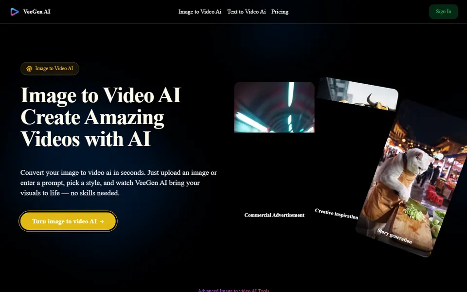 VeeGen homepage (screenshot)
