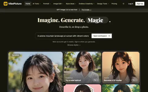 VibePicture homepage (screenshot)