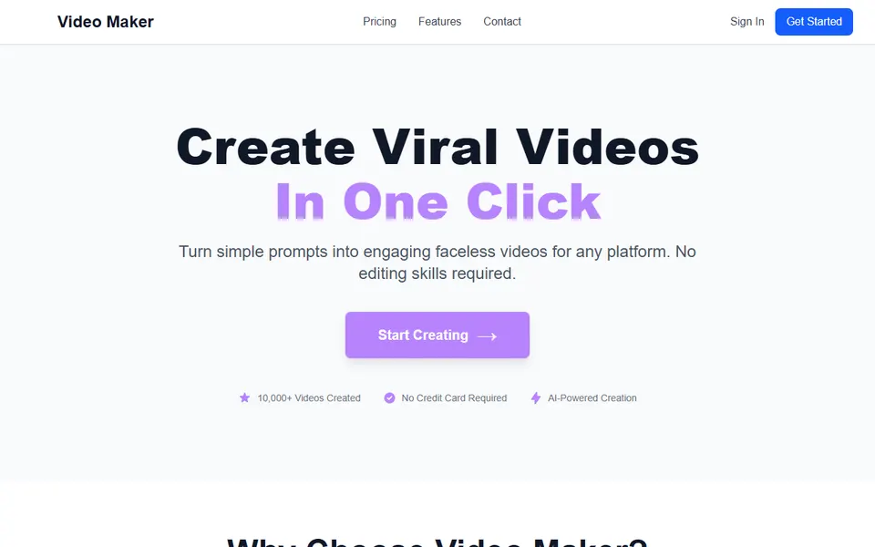 Video Maker homepage (screenshot)