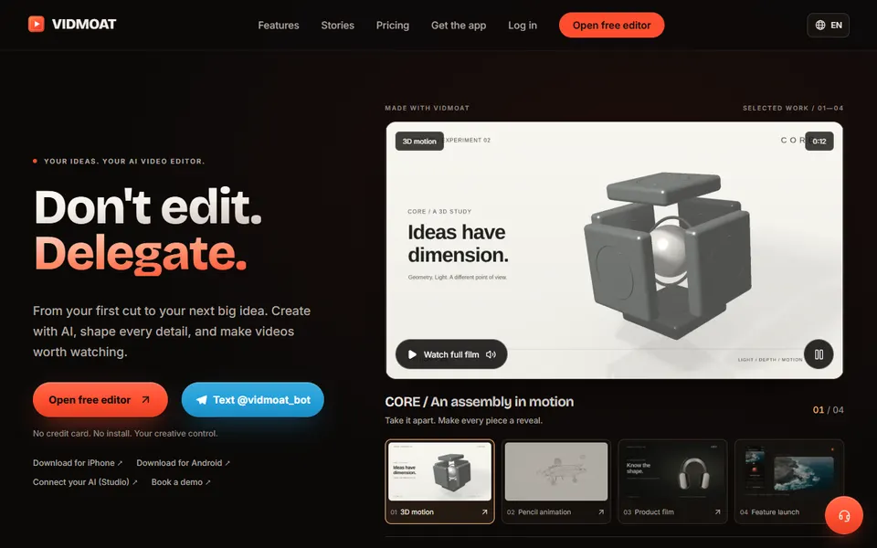 Vidmoat homepage (screenshot)