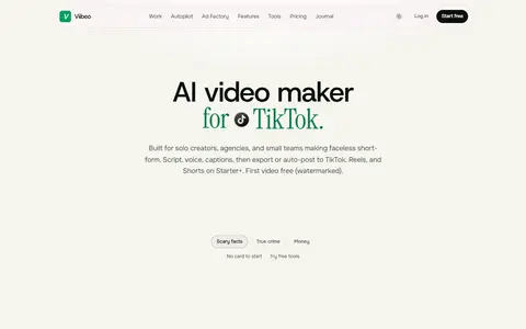 Viibeo homepage (screenshot)