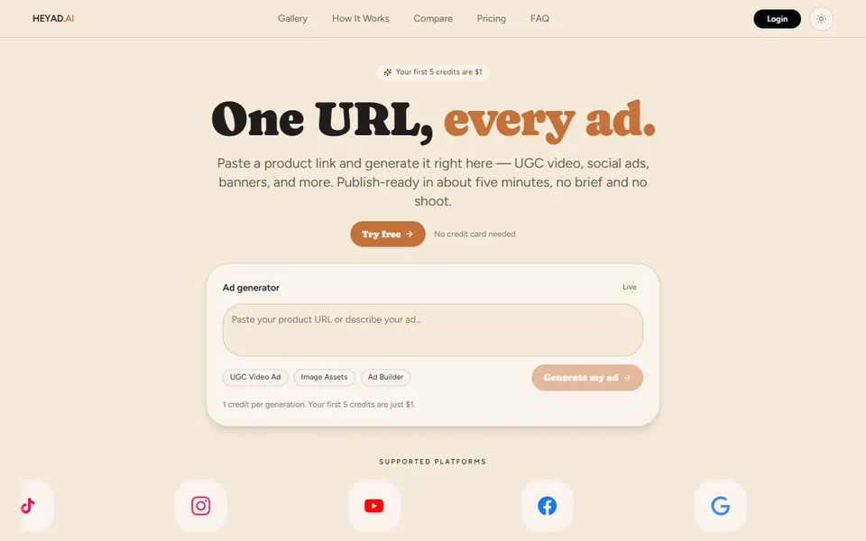 Viral.ad homepage (screenshot)
