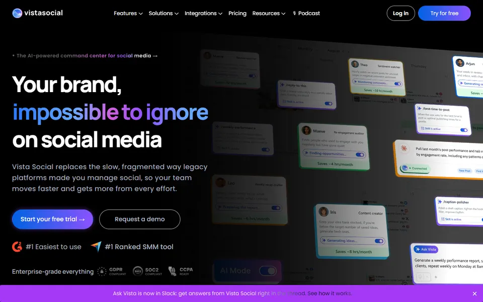 Vista Social homepage (screenshot)
