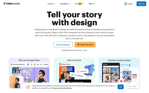 VistaCreate homepage (screenshot)