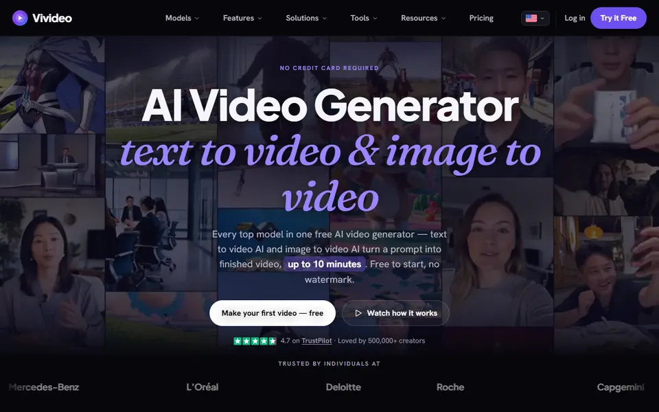 Vivideo homepage (screenshot)
