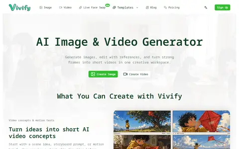 Vivify homepage (screenshot)