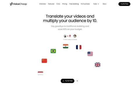 VoiceCheap homepage (screenshot)