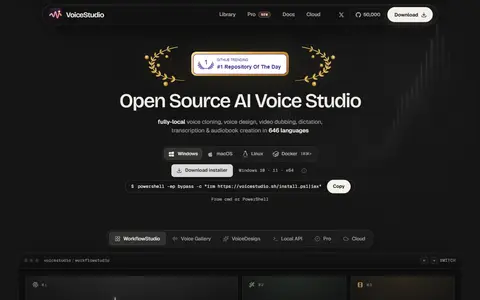 VoiceStudio homepage (screenshot)