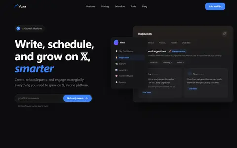 Voxa homepage (screenshot)