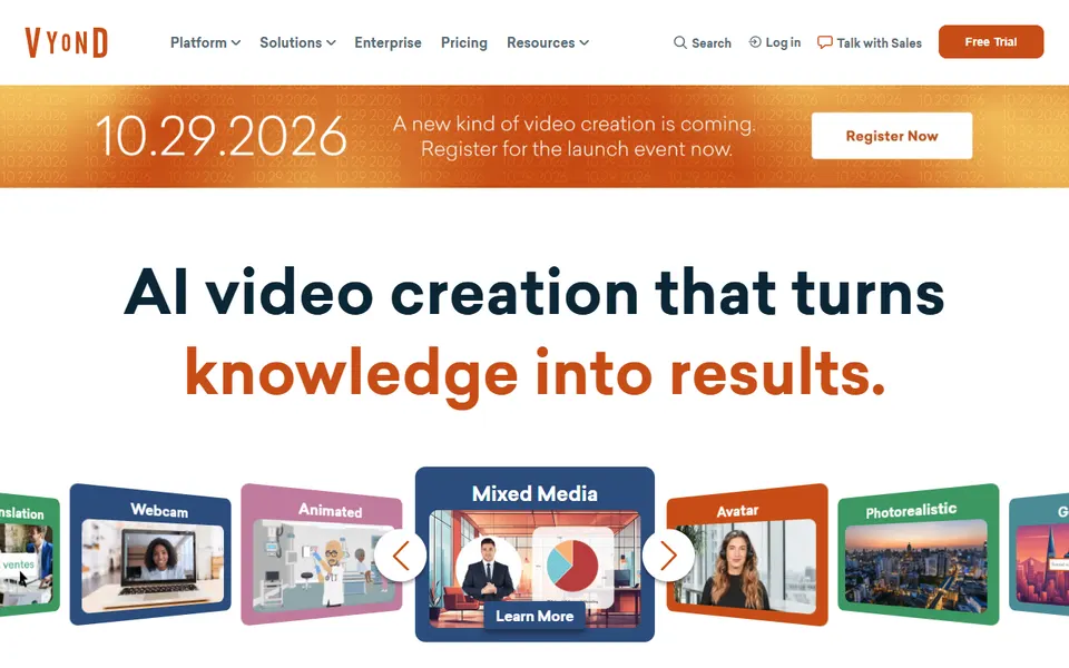 Vyond homepage (screenshot)