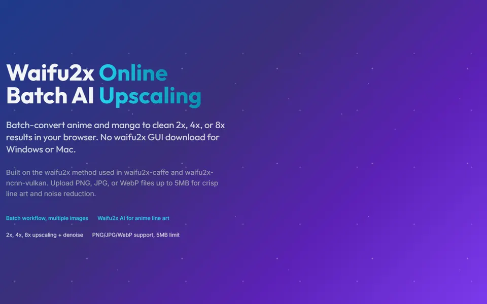 waifu2x.online homepage (screenshot)