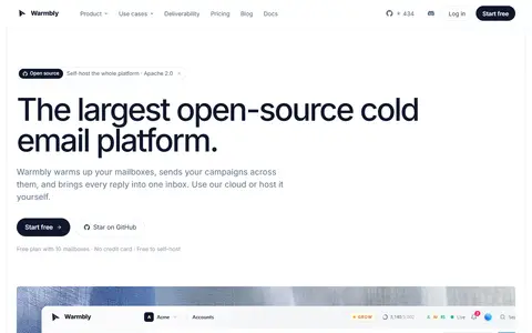 warmbly homepage (screenshot)