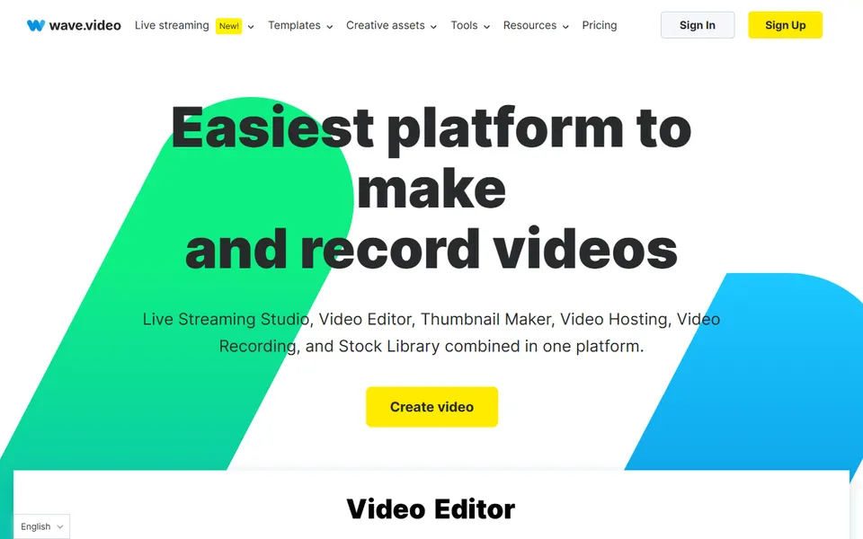 Wave.video homepage (screenshot)