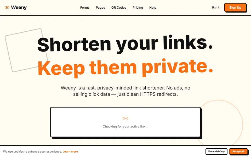 Weeny homepage (screenshot)
