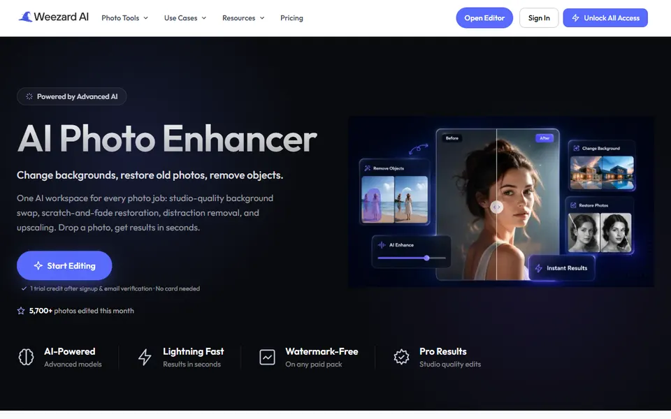 Weezard homepage (screenshot)