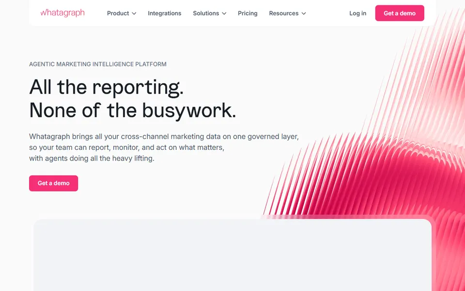 Whatagraph homepage (screenshot)