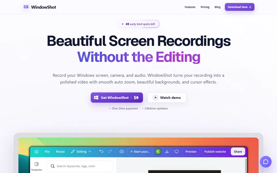 WindowShot homepage (screenshot)