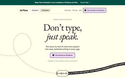 Wispr Flow homepage (screenshot)