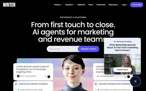 Writer homepage (screenshot)