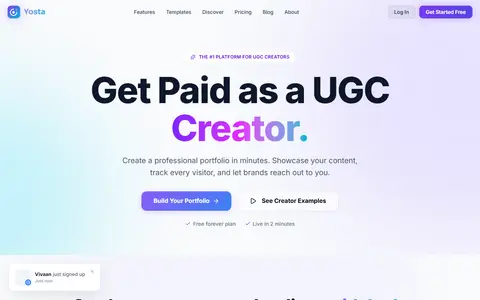 Yosta homepage (screenshot)
