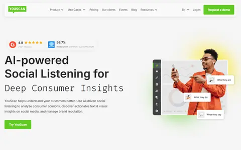 YouScan homepage (screenshot)