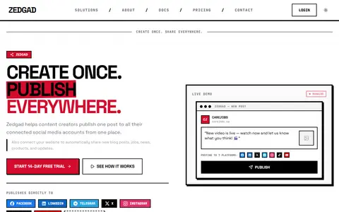 ZedGad homepage (screenshot)