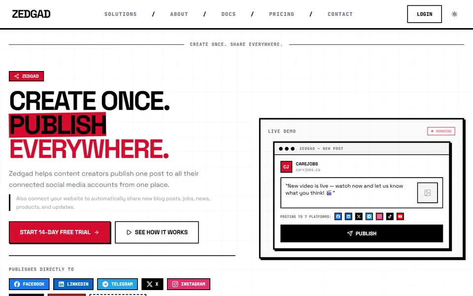 ZedGad homepage (screenshot)