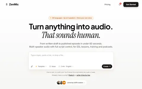 ZenMic homepage (screenshot)