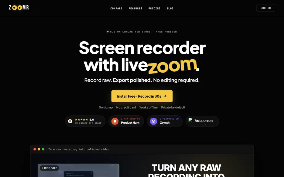 Zoomr homepage (screenshot)