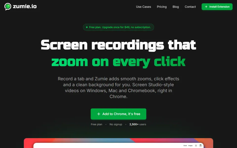 Zumie homepage (screenshot)